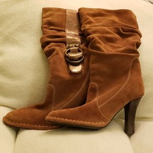 Coach Noreen Women's Khaki Suede Mid-Calf Boots